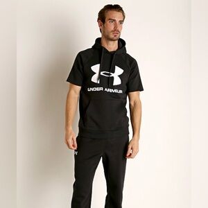 Under Armour Men's Fleece Short Sleeve Pullover Hoodie Black Size L